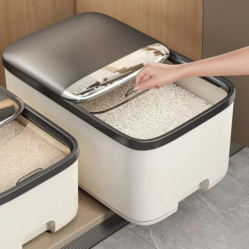 10KG Rice Storage Box Home with Lid Insect Proof Moisture Proof Rice Box Grain Sealed Jar Kitchen Container Storing Dry Grain 1
